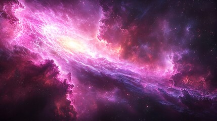 Vibrant pink and purple nebula with bright core.