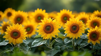 Vibrant sunflowers in a field.