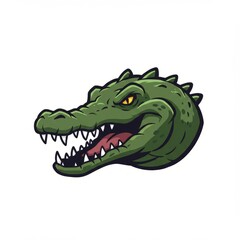 Crocodile mascot illustration with fierce and powerful look. Wild reptile symbol isolated on white background. Perfect for esport logo, sports team emblem, and branding design.