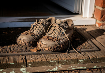 old boots on the wall