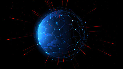 Connected World: A luminous, stylized globe enveloped in a network of interconnected dots and lines, radiating energy and symbolizing global connection.