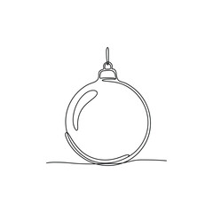 Continuous one line art drawing of a christmas bauble decoration.