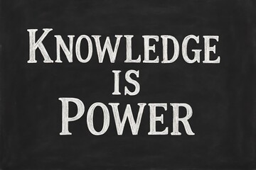 Obraz premium Inspirational quote knowledge is power displayed in bold white serif font on a dark textured background