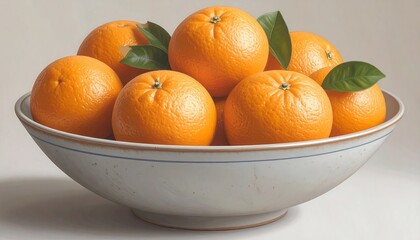 Still life of oranges in a bowl