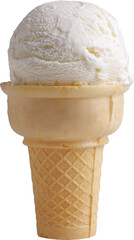 Delicious ice cream cone topped with caramel swirl and whipped cream. PNG image with transparent background (no background).