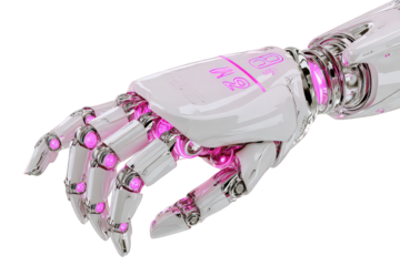 Pink And White Futuristic Robotic Hand