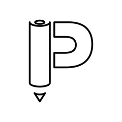 Modern Pencil Icon Letter P Logo Design