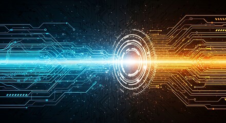 Cyber technology concept with digital circuits