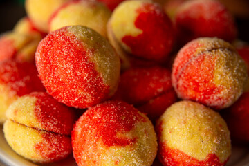 Homemade Peach Cookies Covered with Sugar