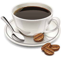 Cup of Black Coffee, PNG with transparent background (no background).