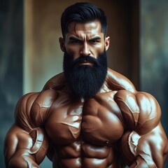 Muscular Fitness Man Posing at Gym