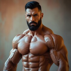 Muscular Fitness Man Posing at Gym
