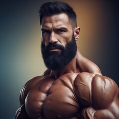 Muscular Fitness Man Posing at Gym