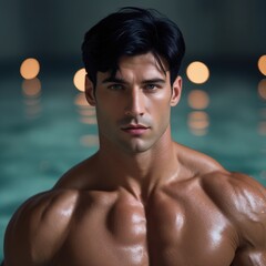 Muscular Fitness Man Posing at Gym