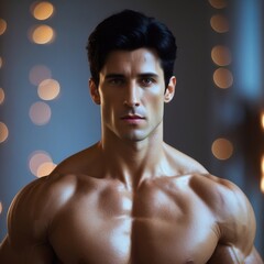 Muscular Fitness Man Posing at Gym