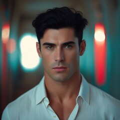 Muscular Fitness Man Posing at Gym