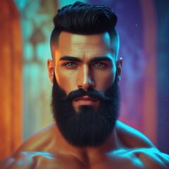 Muscular Fitness Man Posing at Gym