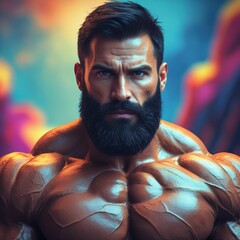 Muscular Fitness Man Posing at Gym