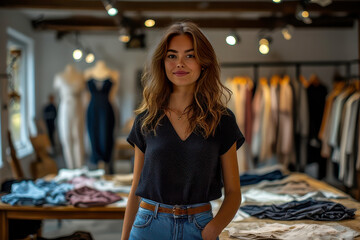 Fashion designer in her workshop,