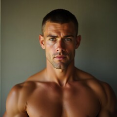 Muscular Fitness Man Posing at Gym