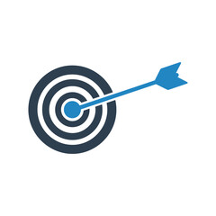 Arrow hits the center of target, representing success and achievement in business, symbolizing focus and precision with a clean and modern aesthetic.