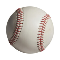 A pristine white leather baseball with prominent red stitching, ready for pitch and play