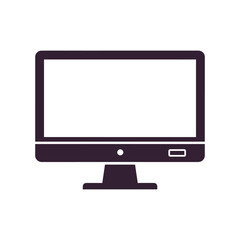 Computer monitor displaying a blank white screen on a desk in a modern office, symbolizing technology and productivity.