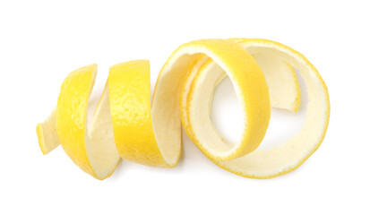 One fresh lemon peel isolated on white