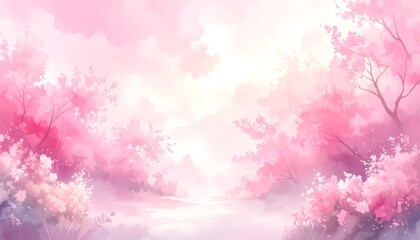 Pastel Pink Forest Pathway