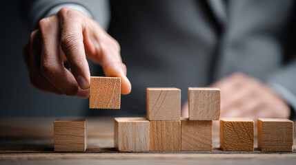 Building Success: How Strategic Block Placement Symbolizes Growth and Innovation in Business...