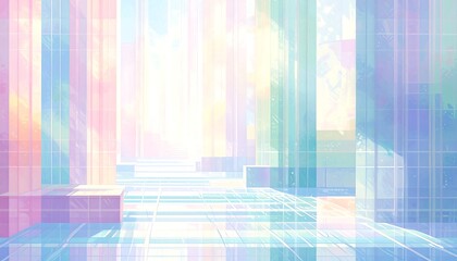 Abstract background with pastel colors and linear shapes, reminiscent of an illusion