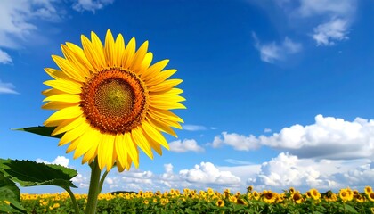 Sunflower against a bright blue sky