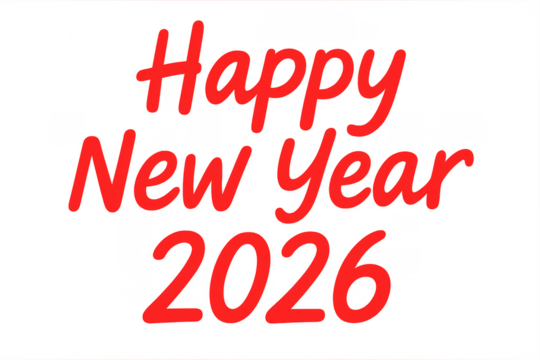 Happy new year 2026 red greeting text transparent - Powered by Adobe