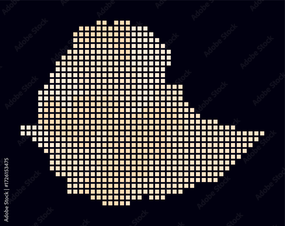 Poster ethiopia dotted map. digital style map of the country on dark background. ethiopia shape with square