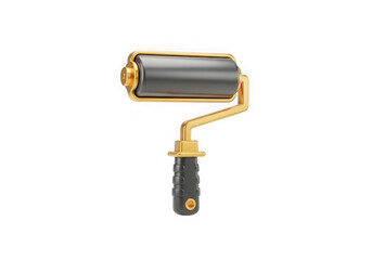 3d icon of 3d gold paint roller isolated on transparent background