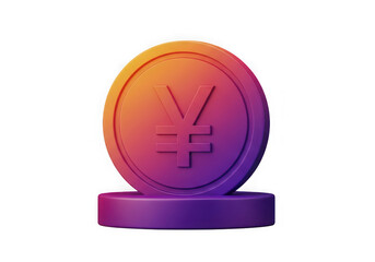 3d icon of 3d render of a yen coin isolated on transparent background