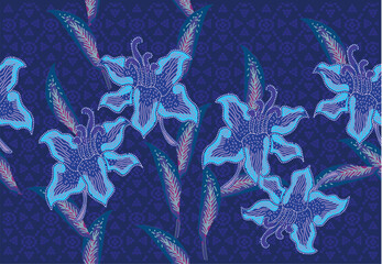 Indonesian batik motifs with very distinctive plant patterns