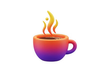 3d icon of a steaming coffee cup isolated on transparent background