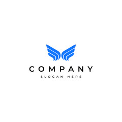 blue wings logo in flat vector design style