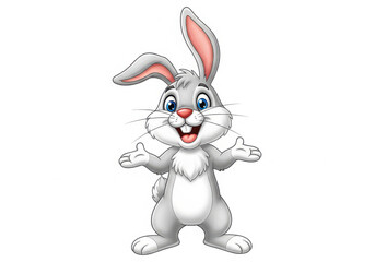 Obraz premium Happy cartoon bunny with open arms and a big smile