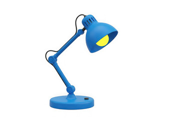 3d icon of blue adjustable desk lamp with yellow light isolated on transparent background