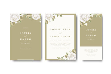 wedding invitation card set with roses flower template