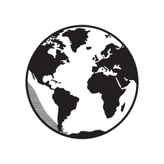 World Map Illustration Showing Continents