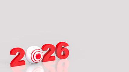 The 2026 red and target for Business concept 3d Rendering.