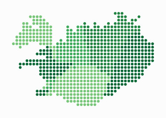 Fototapeta premium Iceland dotted map. Digital style map of the country on white background. Iceland shape with circle dots. Colored dots style. Large size circles. Vibrant vector illustration.