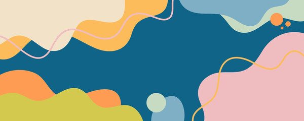 Colorful abstract background design. Hand drawn lines art template banner and cover.