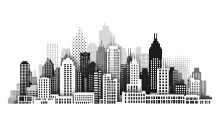 Obraz premium Monochrome Cityscape Skyline Illustration
