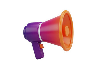 3d icon of purple and red megaphone isolated on transparent background