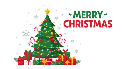 Festive Christmas Tree with Gifts and Decorations