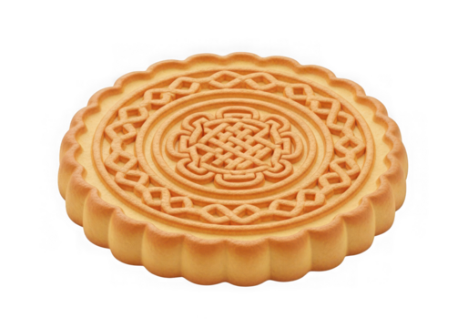 3d icon of traditional chinese mooncake isolated on transparent background